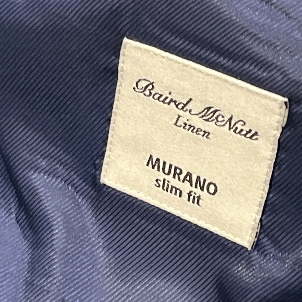 Baird McNutt 100% Linen Blazer Mens Large Slim Fit Blue Sport Coat and Vest